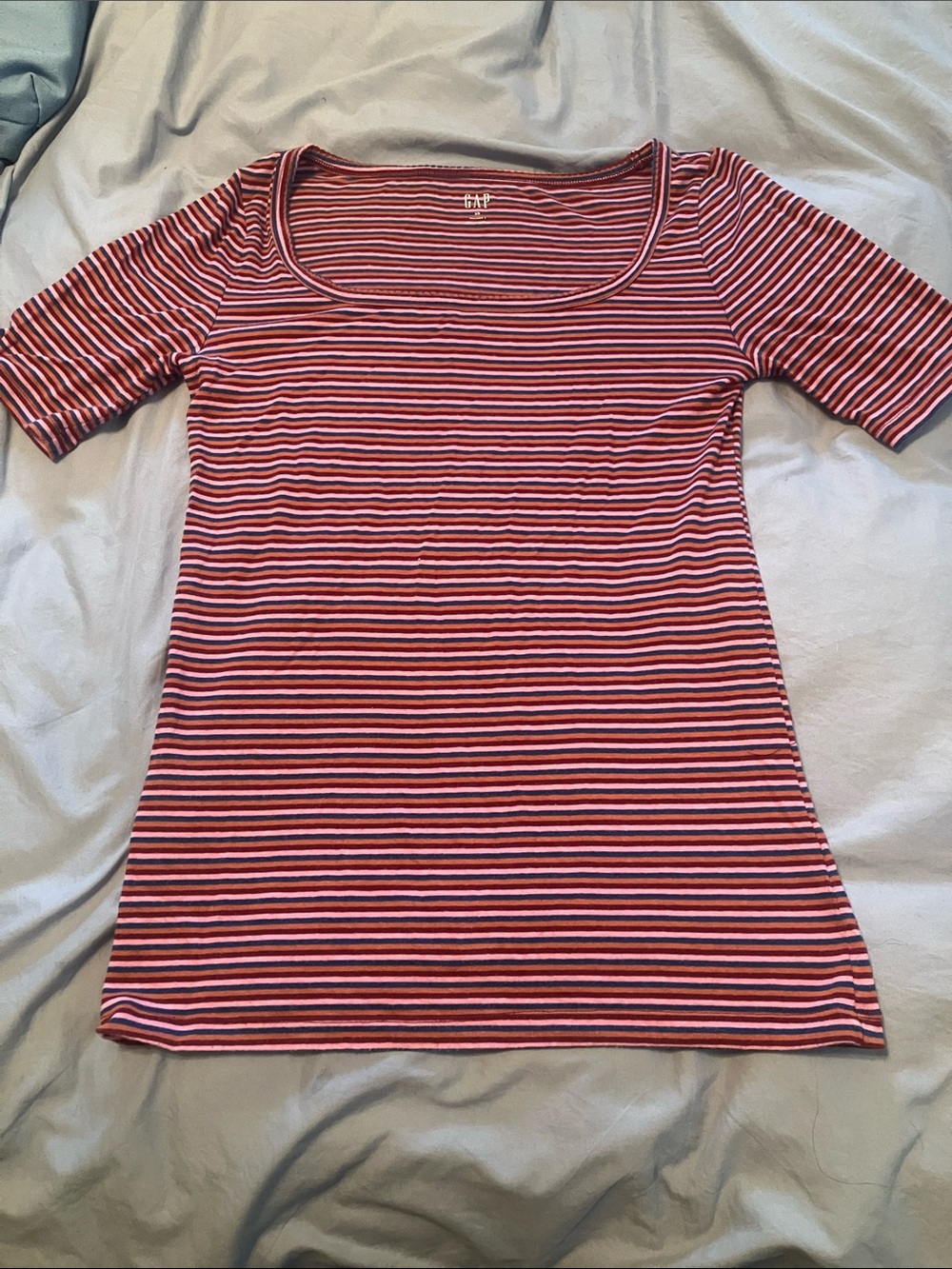 GAP Women's Red, White & Navy Striped Scoop Neck Tee